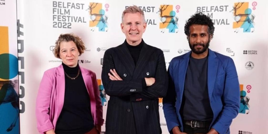 Stacey Gregg, Patrick Kielty & Prasanna Puwanarajah.