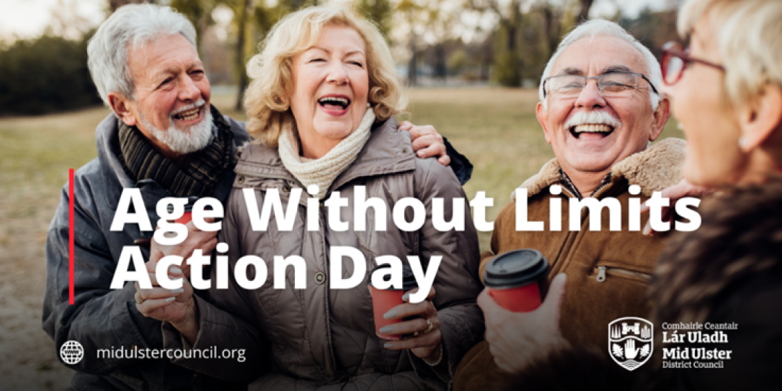 Image of four older people with the caption 'Age Without Limits Action Day'