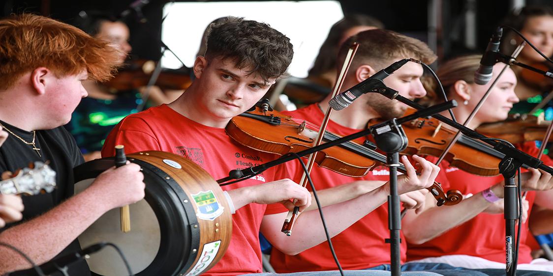 Musicians playing at the Fleadh 2025